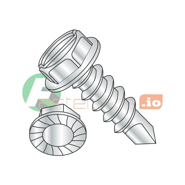 Newport Fasteners Self-Drilling Screw, #10 x 1 in, Zinc Plated Steel Hex Head Slotted Drive, 5000 PK 386934 - main